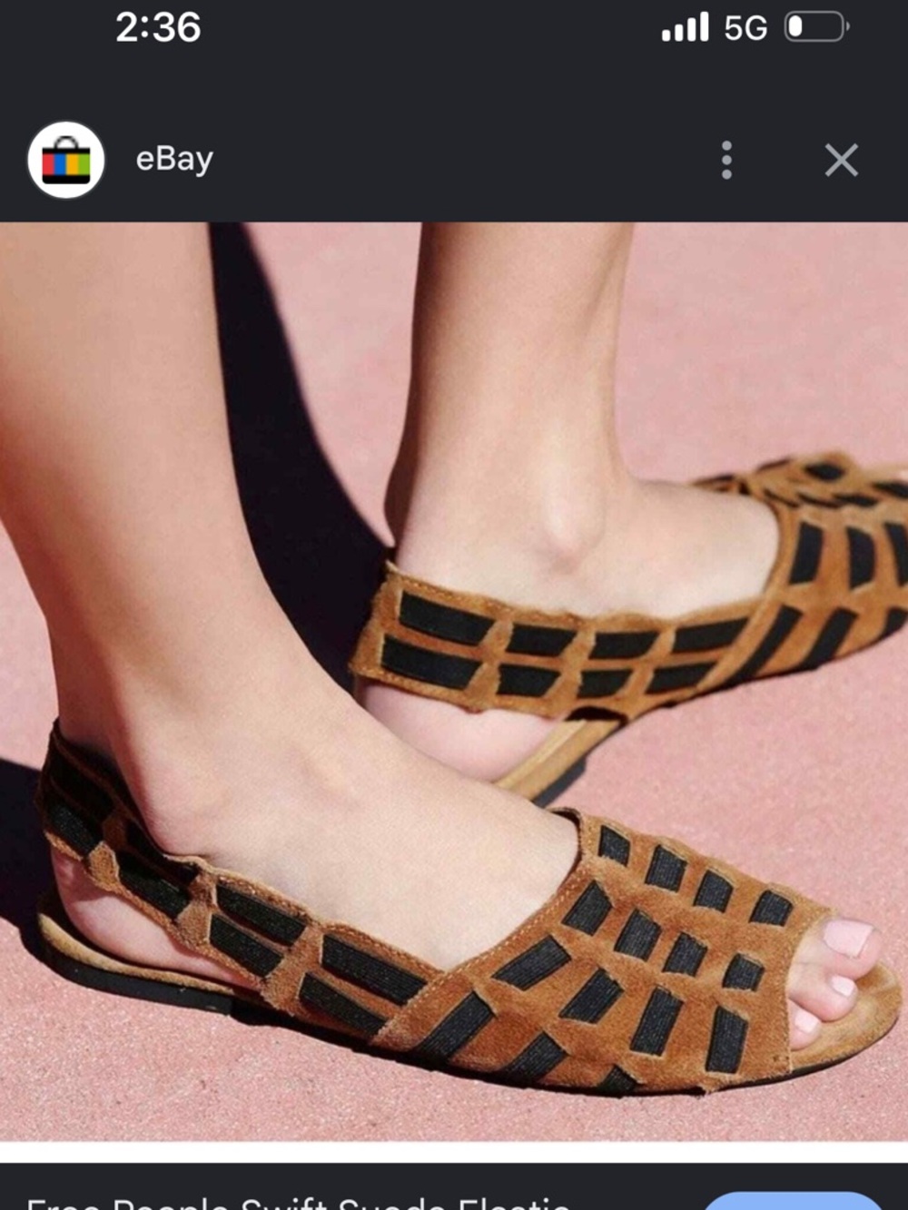 Free People Swift Suede Elastic Bohemian Slingback Flats Size 40 US 9 Brown